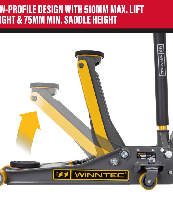 Alternative view of WINNTEC® +SERIES 2 Ton Turbo Lifter Low-Profile Trolley Jack