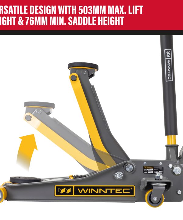 Alternative view of WINNTEC® +SERIES 3 Ton Turbo Lifter Trolley Jack