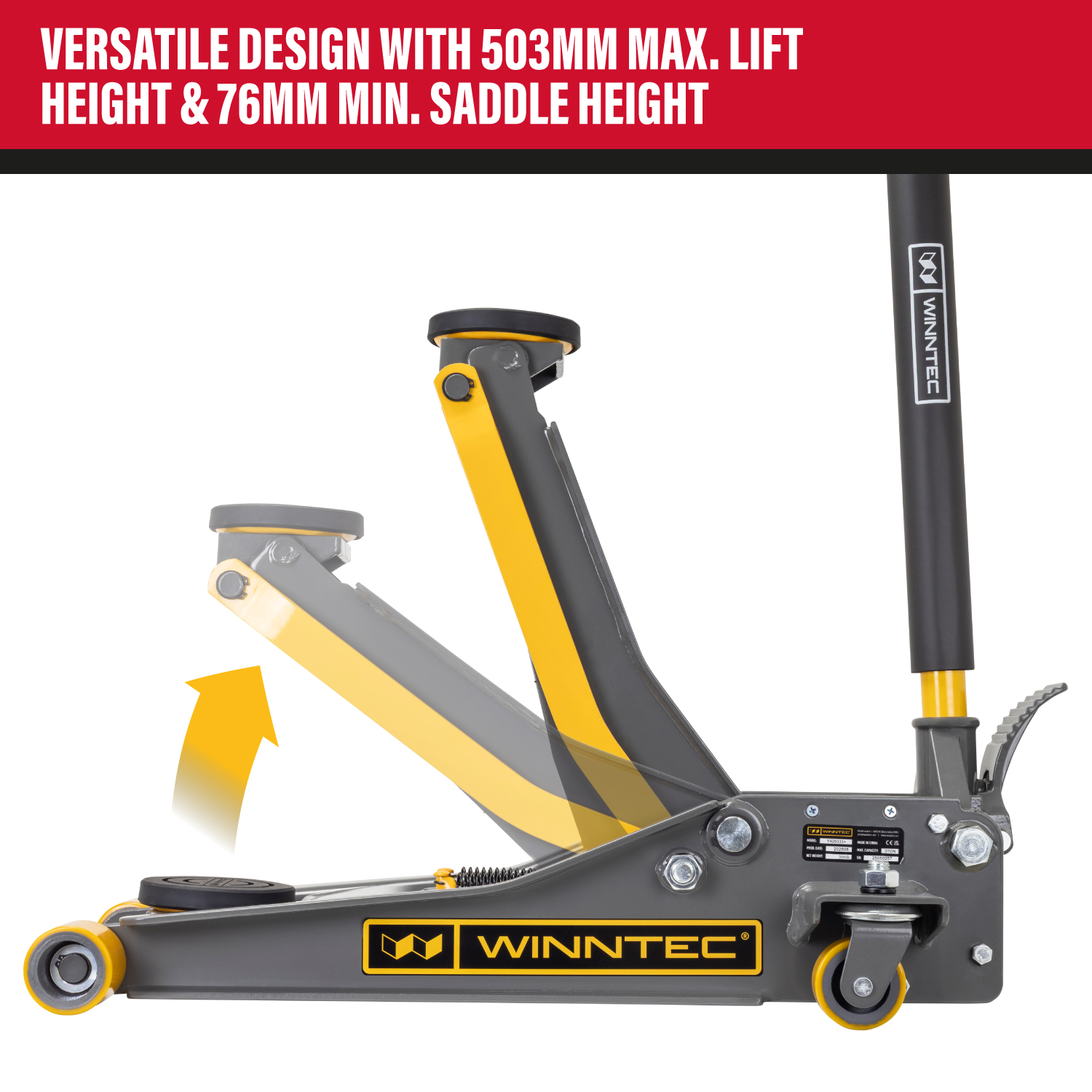WINNTEC® +SERIES 3 Ton Turbo Lifter Trolley Jack - Image 2