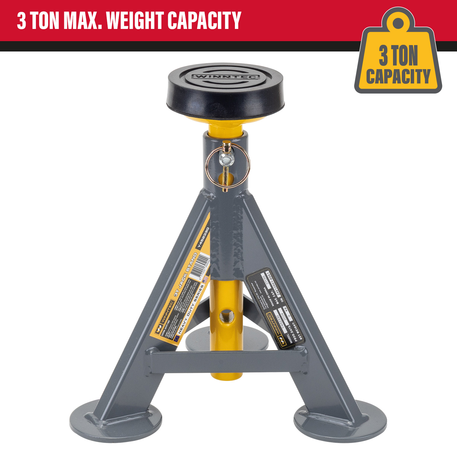 WINNTEC® 3 TON Pin Jack Stands - Image 2